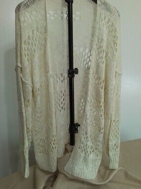 Light Cream Open-Knit Women’s Cardigan Sweater